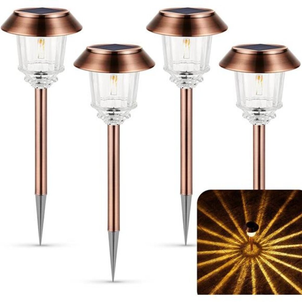 Solar Lights Outdoor Waterproof, 4 Pack Solar Lights for Outside, 10-40 LM